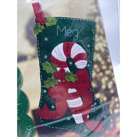 Plaid Bucilla Candy Cane Felt Stocking Maria Stanziani Christmas Craft Kit 85034 - Picture 2 of 9